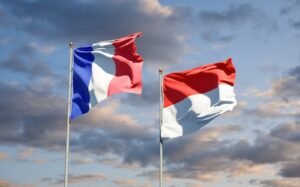 beautiful-national-state-flags-france-indonesia-together-blue-sky_337817-3327